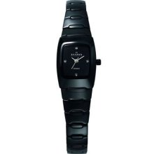 Skagen Denmark Womens Dress Swarovski Crystals Ultra Slim Black Ceramic Watch