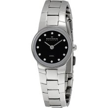 Skagen Ladies Black Dial Stainless Steel Bracelet Analog Watch 430xssxbd