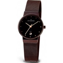 Skagen Ladies Dress Watch - Brown Dial - Mesh Band - Date Window 355SDD