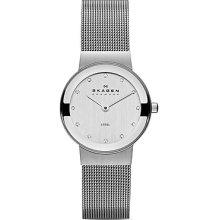 Skagen Ladies Silver Dial Mesh Bracelet Watch - 358Sssd