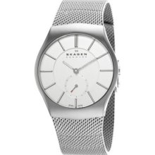 Skagen Men s Japanese Quartz Round Dial Silver-tone Mesh Bracelet Watch