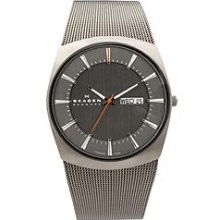 Skagen Steel Mesh Titanium Case Black Dial Men's watch #696XLTTM