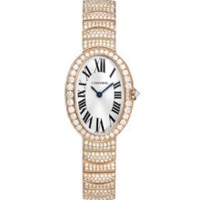 Small Cartier Baignoire Pink Gold Pave Diamond Ladies Watch HPI00326
