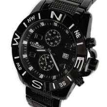 Sport Curren Wv005 Men Wrist Watch Black Dial Stainless Quartz Hours Date Clock