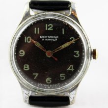 SPORTIVNIE ( POBEDA) 1950's Military men's watch 1-MChZ KIROVA Luminescent Dial made in Ussr (req46406)