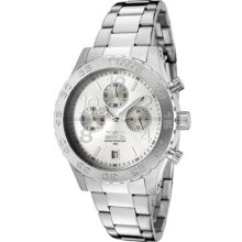 Stainless Steel Case And Bracelet Chronograph Silver Dial Date Display