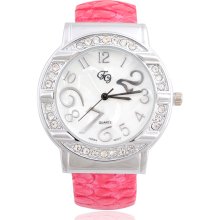 Stainless Steel Case Lady Quartz Watch Bracelet Wrist Watch Leopar