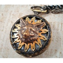 Steampunk Pocket Watch Necklace - Fox - Men's Accessories by Split Personality Designs