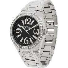 Steel by Design Crystal Dial Panther Link Watch - Black - One Size