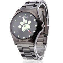 Steel Unisex Footprint Analog Quartz Wrist Watch (Black)