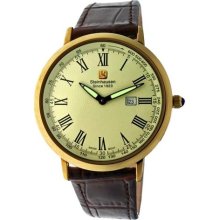 Steinhausen Men's Ultra-thin Swiss Movement Silver Case Cream Dia ...