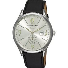 Stuhrling 171d 33152 Cuvette Infinity Auto Ss Case White Dial Leather Mens Watch