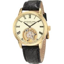 Stuhrling 312 Dominous Tourbillon Mechanical Beige Dial Black Leather Mens Watch