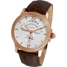 Stuhrling 340 3345k2 Saturnalia Chairman Auto White Dial Leather Mens Watch