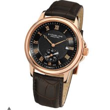 Stuhrling 357.334K1 Prestige Swiss Made Auto Date Black Dial Brown Lea