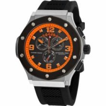 Stuhrling Original 160CXL.335657 Mens Quartz with Stainless Steel Case with Black Bezelandamp;#44; Orange Markers and Arabic Numeralsandamp;#44; Black Dial