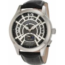 Stuhrling Original 247A.331554 Classic Bailey Grand Automatic Mechanical Day and Date Black Watch with Silvertone Skeleton Dial Template