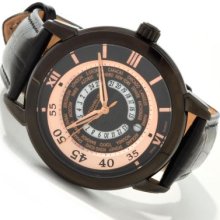 Stuhrling Original Men's World Traveler Swiss Quartz Leather Strap Watch