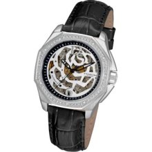 Stuhrling Original Women's Nemo Rose Automatic Mechanical Skeletonized Dial Leather Strap Watch