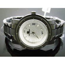 Super Techno By Joe Rodeo 12 Diamonds 50MM Black Case Silver Face Watch