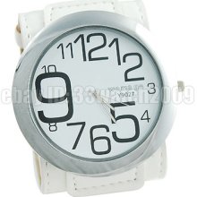 Super Width Strap Big Dial Quartz Woman Watch Sky Blue