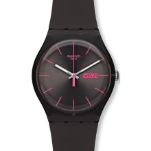 Swatch Men's Originals SUOC700 Black Silicone Quartz Watch with Black Dial