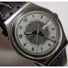 Swatch Men's Silver Swiss Made Quartz Dual Calendar Watch