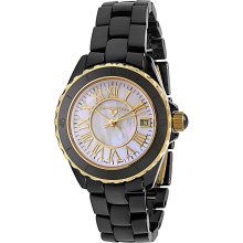 Swiss Legend 20050-BKWGR Black w/ Gold Plated Karamica Ceramic Watch for Women