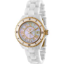 Swiss Legend 20050-WWGR White w/ Gold Plated Karamica Ceramic Watch for Women