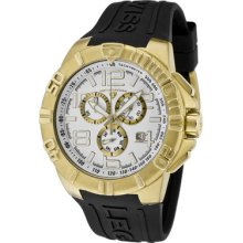 Swiss Legend Men's Super Shield Chronograph Silver Dial Gold Tone Ip C