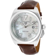 Swiss Legend Watch 20434-02mop-brw Men's Heritage White Mop Dial Brown Genuine