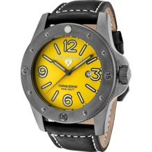 SWISS LEGEND Watches Men's Conqueror Yellow Dial Gunmetal IP Case Blac