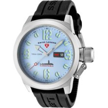 SWISS LEGEND Watches Men's Submersible Light Blue Dial Black Silicone