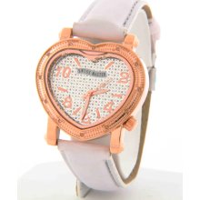 Swiss Master SWM009 Heart Shaped White Leather Diamond Ladies Watch