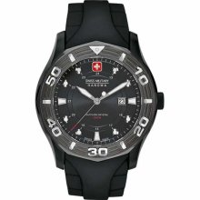 Swiss Military Hanowa Men's Oceanic 06-4170-13-007 Black Rubber Swiss Quartz Watch with Black Dial
