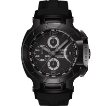 T-Race Men's Black Automatic Chronograph Sport Watch with Black Rubber Strap