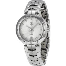 Tag Heuer Link Silver Guilloche Diamond Dial Steel Ladies Watch WAT1312BA0956