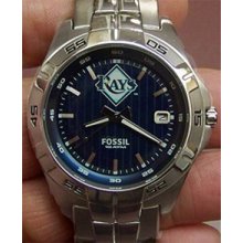 Tampa Bay Rays Fossil Mens 3 Hand Applied Watch