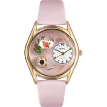Tea Roses Pink Leather And Goldtone Watch #C0310003