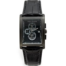 Ted Baker Striped Dial Stainless Steel Watch - Black