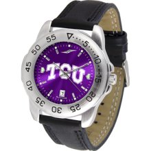 Texas Christian Horned Frogs Sport Leather Band AnoChrome-Men's Watch