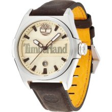 Timberland Back Bay Men's Quartz Watch With Beige Dial Analogue Display And Brown Leather Strap 13329Js/07A
