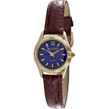 Timetech Women's Leather Strap Blue Dial Watch (Timetech ladies round leather strap watch with blue dial)