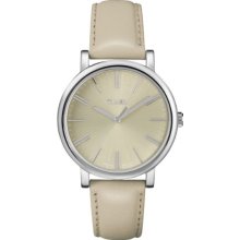 Timex Classic Women's Quartz Watch With Beige Dial Analogue Display And Beige Leather Strap T2p162pf