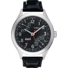 Timex Gents Black Dial Leather Strap T2N502 Watch