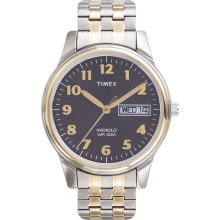 Timex Mens Calendar Day/Date Watch w/Charcoal Dial & Two-tone Expansion Band