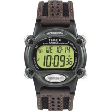 Timex Mens Digital Watch with Fabric and Leather Band - TIMEX