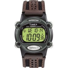 Timex Men's Expedition T48042 Brown Leather Quartz Watch with Digital Dial