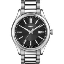 Timex Men's Quartz Watch With Black Dial Analogue Display And Silver Stainless Steel Bracelet T2n779pf