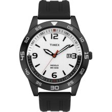 Timex Men's Quartz Watch With White Dial Analogue Display And Black Resin Strap T2n698pf